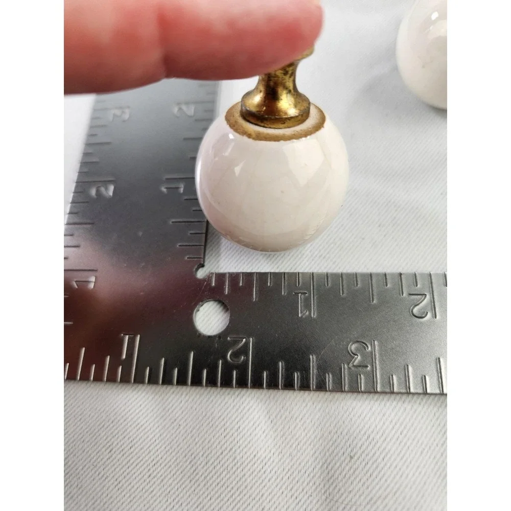 Lot of 6 Amerock 219WHT Allison Vtg Round Knob Dresser Desk Pull Ceramic Handle